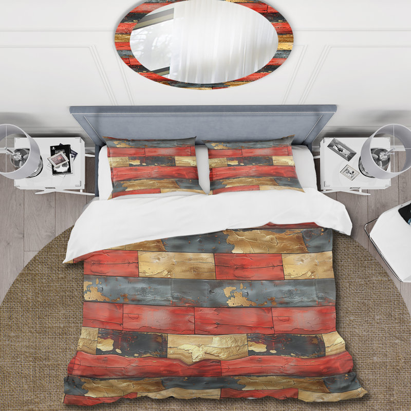 Ensemble de housse de couette Country, Housse de couette pour grand lit + 2 taies décora