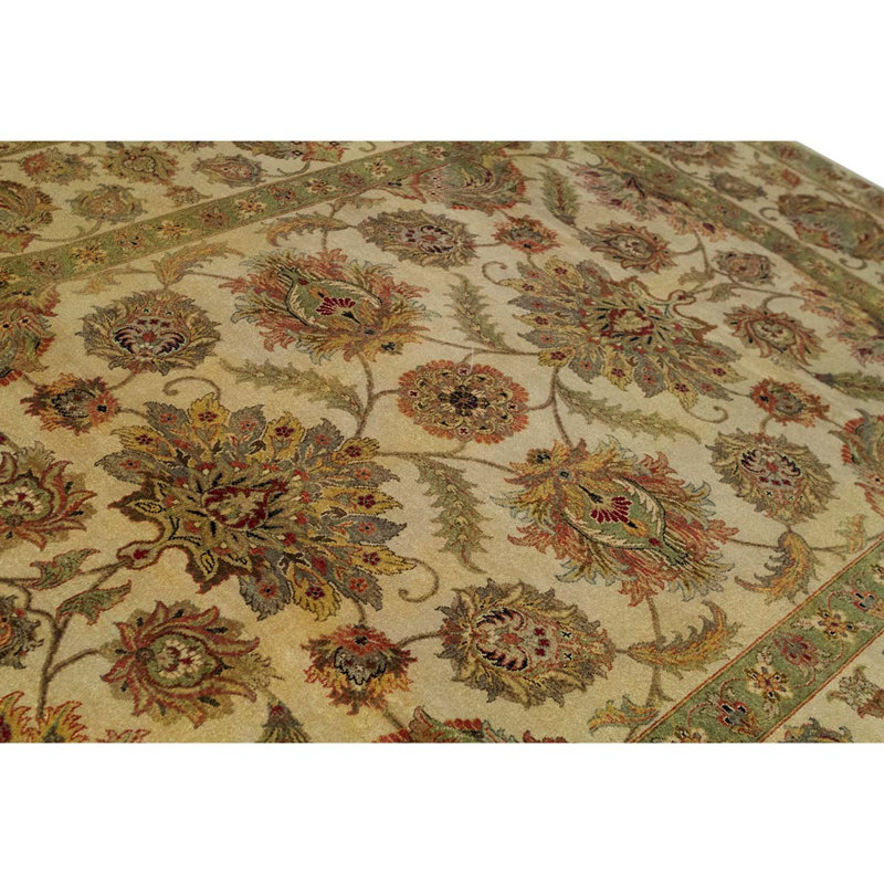 Tapis ivoire / doré / brun en laine tissé à la main