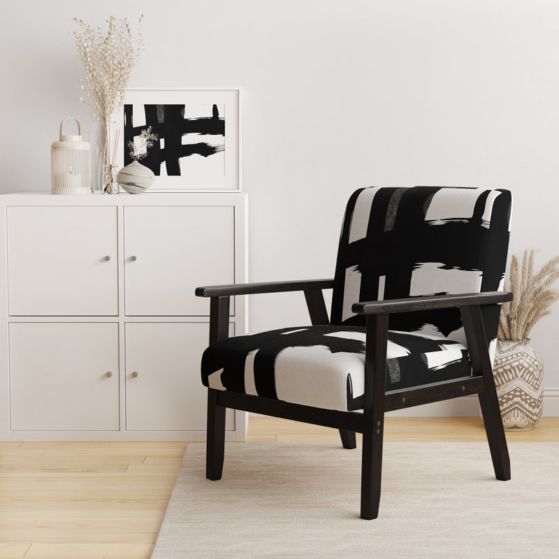 Crossing Paths I - Fauteuil d'appoint rembourré moderne, Mélange de polyester noir / blanc