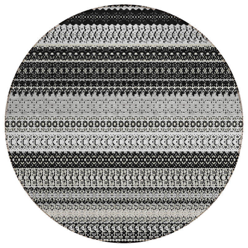 Tapis noir rond 8 po