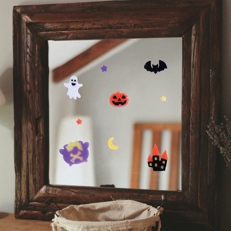 Gel adhésif Beistle d'Halloween - décorations de fenêtre réutilisables sur feuille de 5 po x 9 po, 9 adhésifs gel d'Halloween pour fenêtres, miroirs, portes en verre et décorations de fêtes saisonnières, paquet de 1