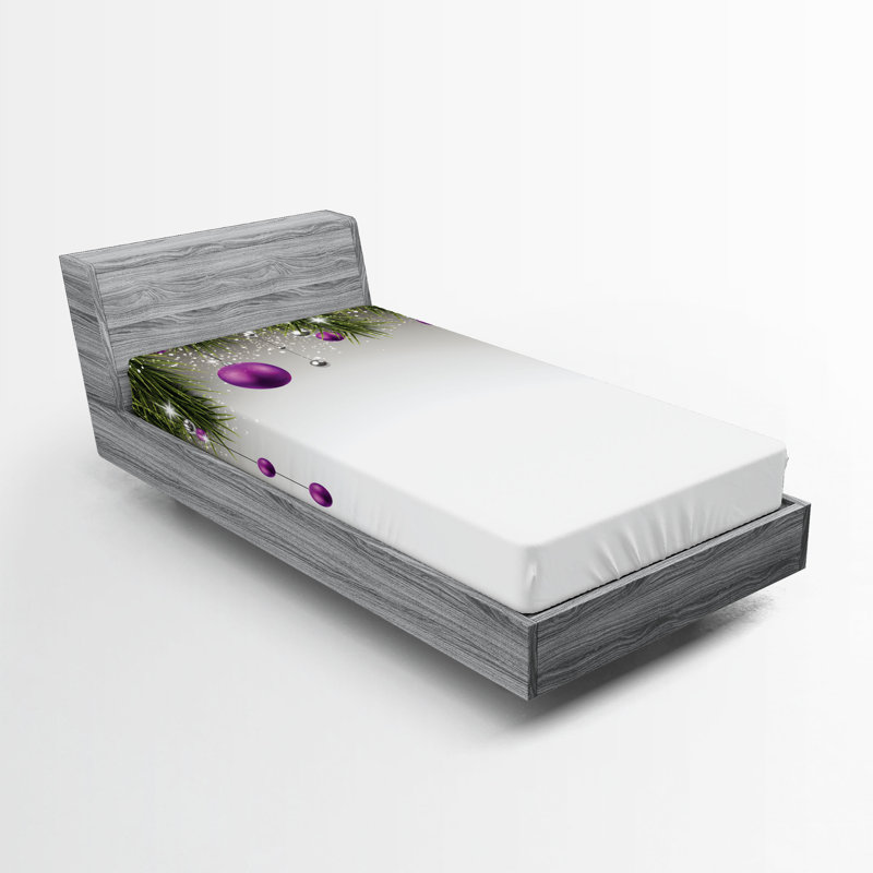 Ensemble de 2 drap-housse Ambesonne Christmas - mauve / gris / vert, Drap-housse simple très long
