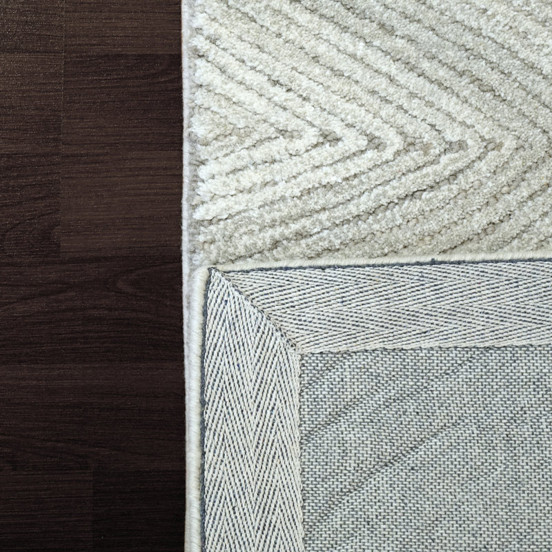 Tapis ivoire / taupe en laine tressé à la main Roque, Rectangle 8 pi x 11 pi