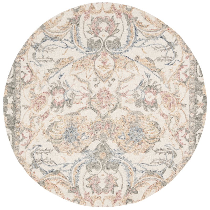 Georgiana Hand Tufted Wool Floral Rug, Round 5'
