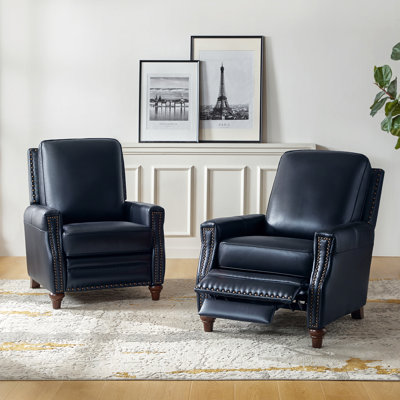 Andrena 34" W Top Grain Leather Recliner with Nailhead Trim