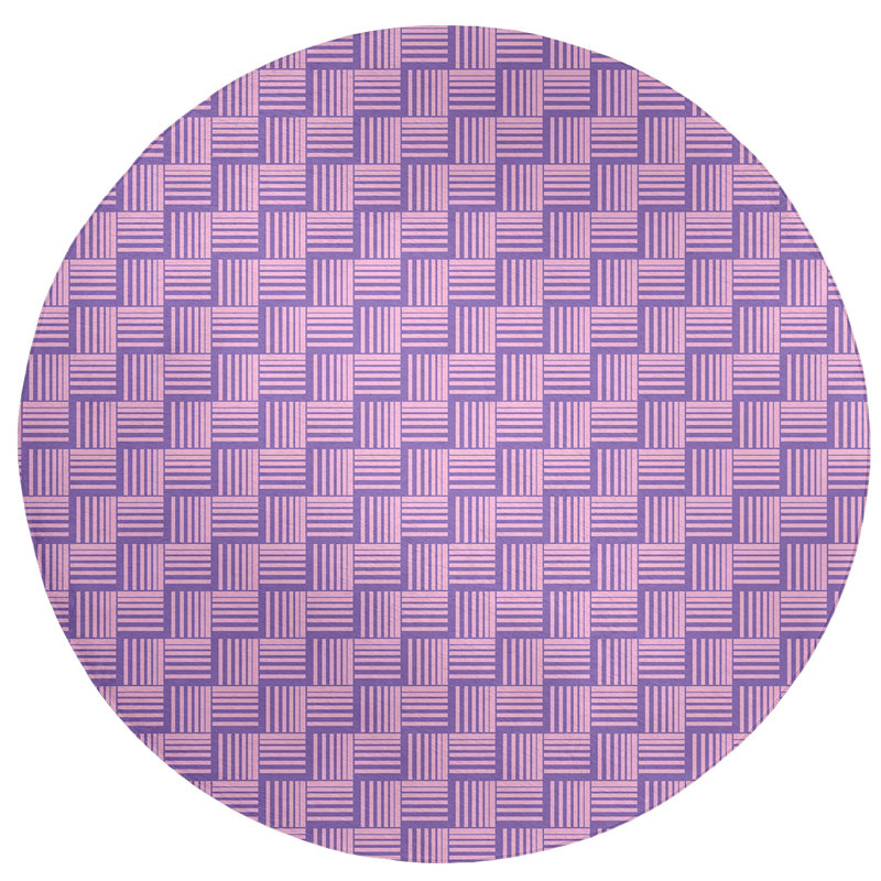 Tapis rose pâle/mauve rayures basketweave, Tapis de couloir 2 pi 5 po x 8 pi