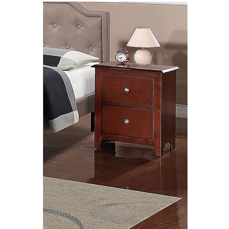 Bedroom Nightstand Cherry Colour Wooden 2 Drawers Table Bed Side Table