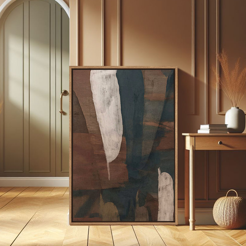 «Earth Tone Abstract Minimalist Contemporary Art», reproduction d'art encadrée, H 36 po x l 24 po, Naturel