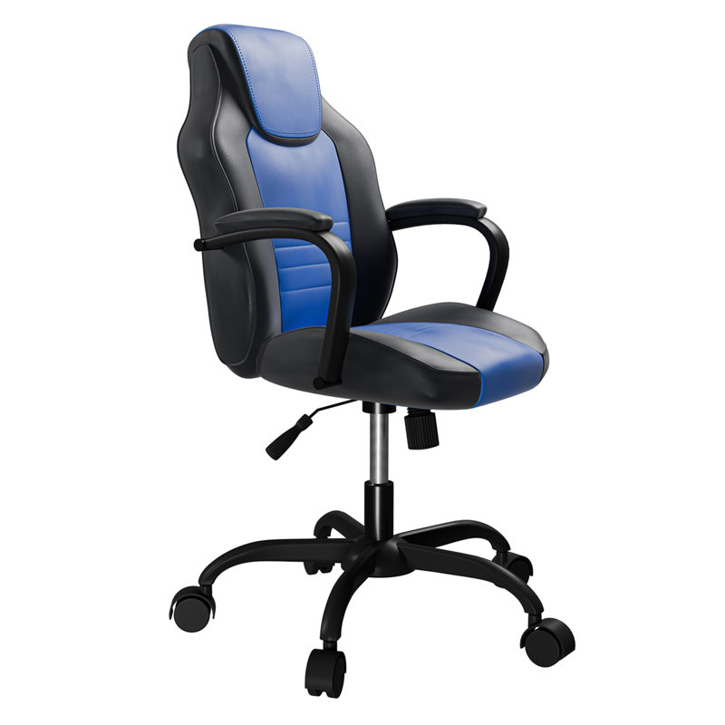 Fauteuil de jeu en similicuir 1pc, Noir / Bleu