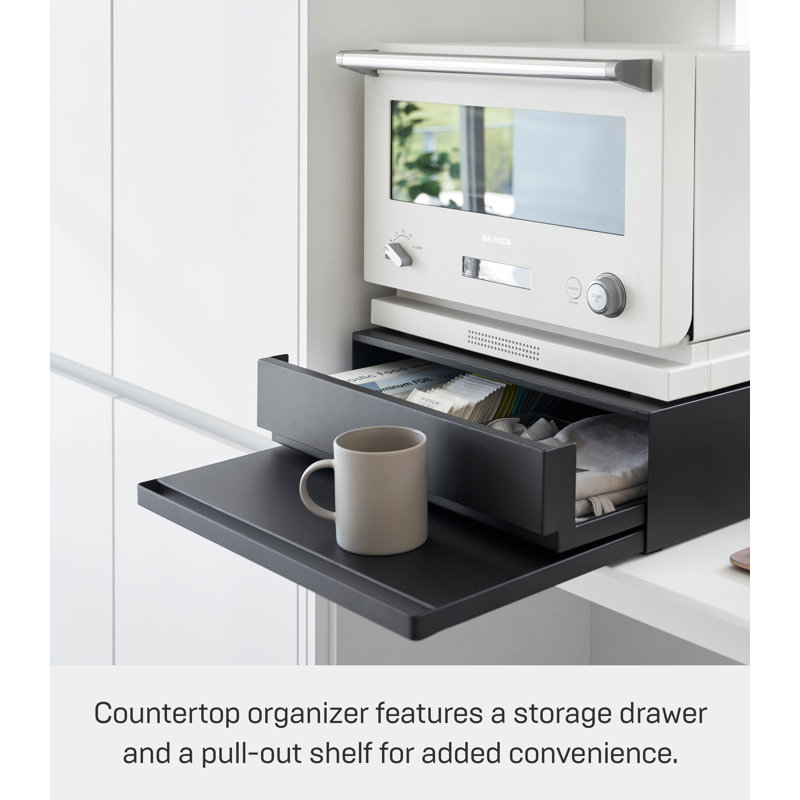 Black Steel Countertop Drawer with Pull-Out Shelf