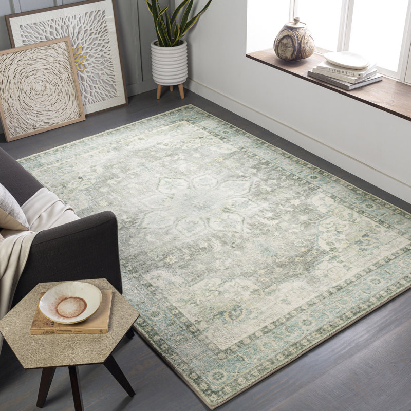Tapis oriental crème / gris Hinkson, Rectangle 5 pi x 7 pi 6 po