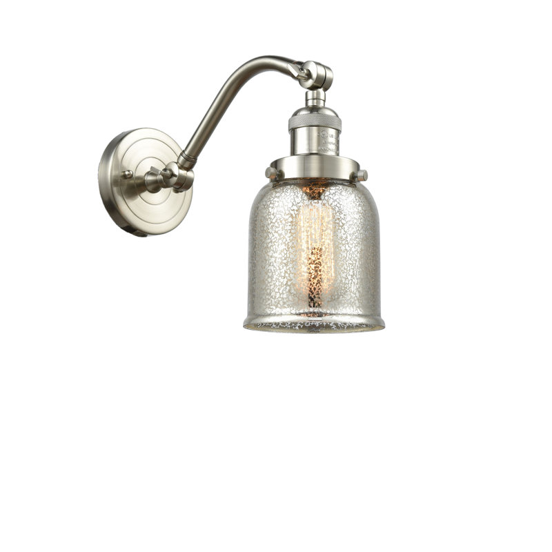 Norberto Armed Sconce, Brushed Satin Nickel, Silver Plated Mercury, 6 Watt Vinage LED Bulb