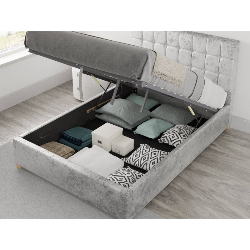 Chevalier Upholstered Ottoman Storage Bed, Kingsize (5'), Silver