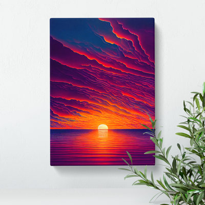 Enticing Ocean Sunset - Wrapped Canvas