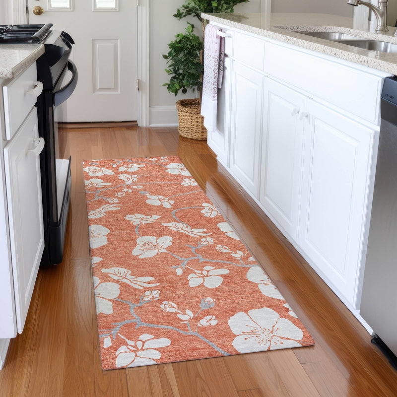 Premium Machine Washable Birchview AMF1032 Floral Rug, Runner 2'3" x 7'6"