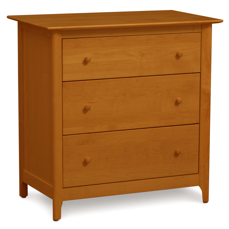 Commode en bois massif 3 tiroirs l 33,75 po Sarah, Cerise d’automne