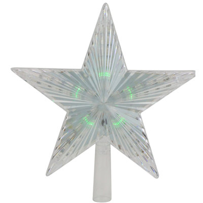 9" Pre-Lit Clear Crystal Star Christmas Tree Topper - Multicolor LED Lights