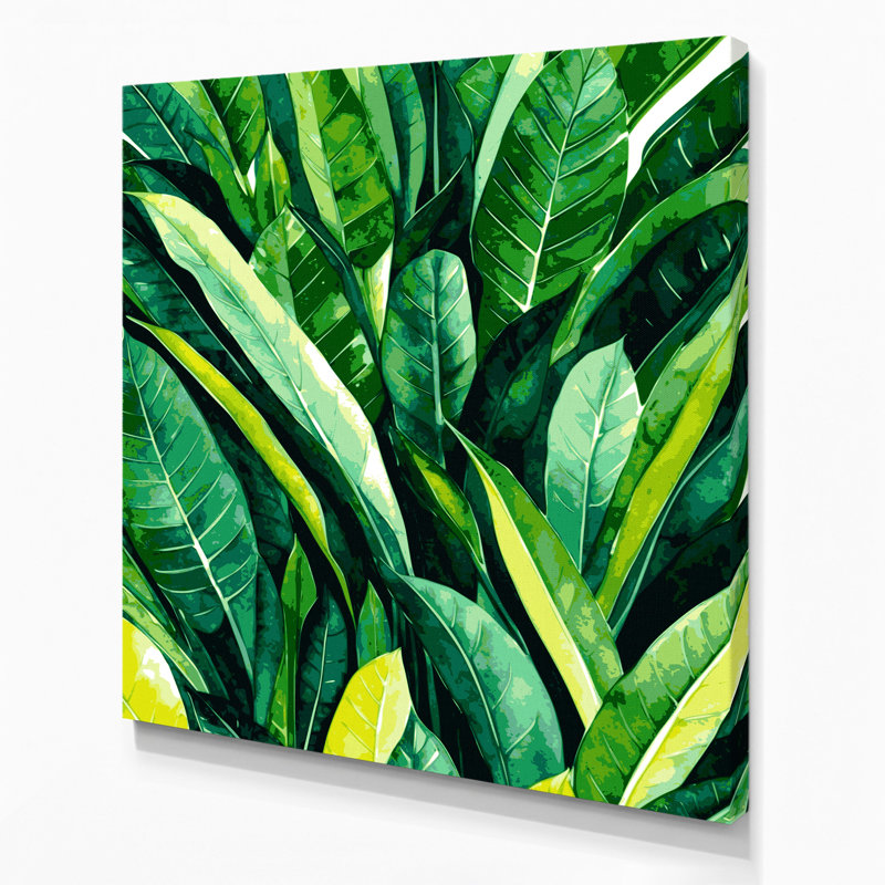 "Watercolor Botanical 58", art mural sur toile verte