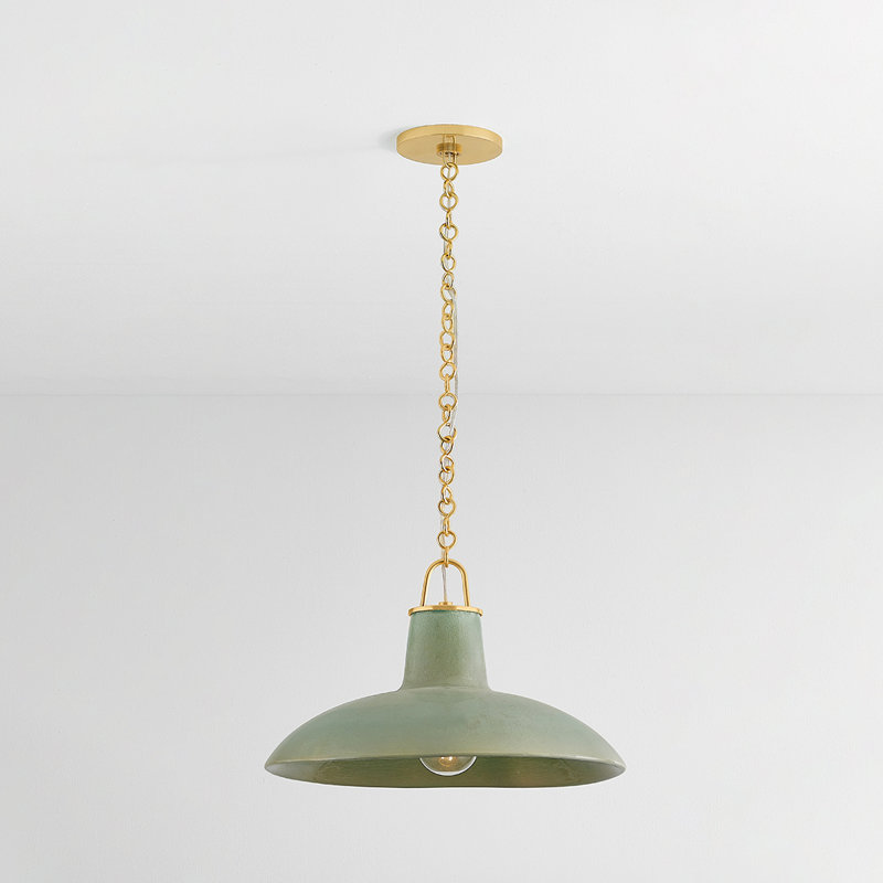 POTTERSVILLE Pendant, 11.25" H x 18" W x 18" D, Teal, Brass