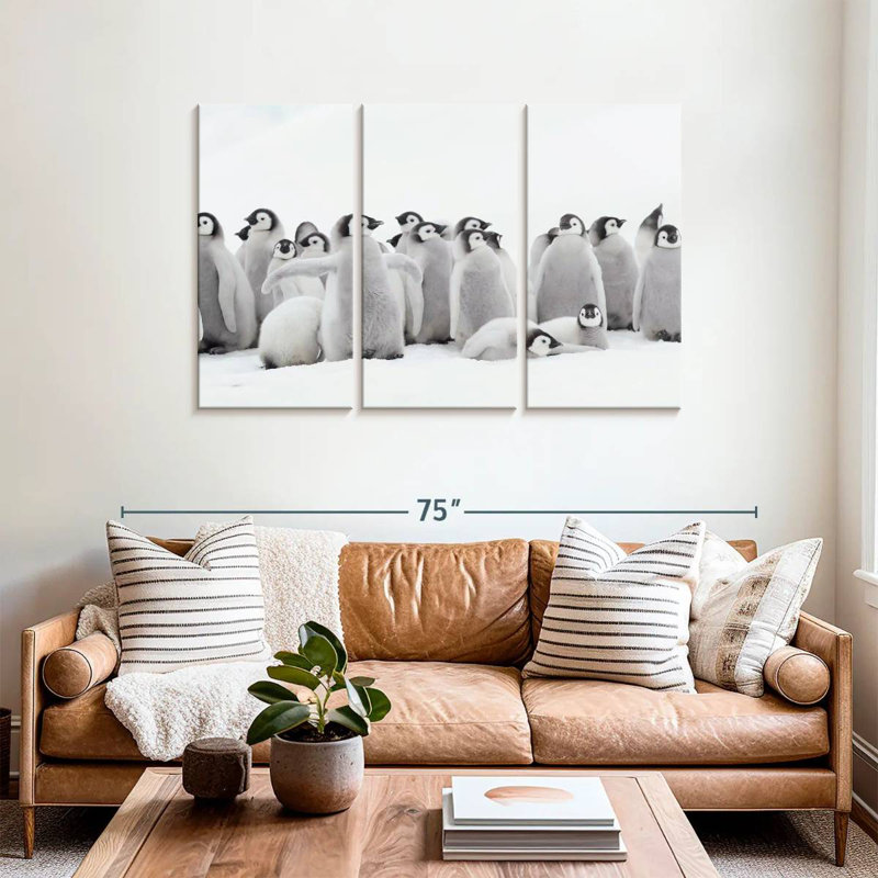 Brampt Young Emperor Penguins, 36" H x 57" W