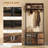 Hall Tree With Bench And Shoe Storage, 5-In-1 Entryway Bench With Coat Rack, 3 Storage Compartments, 5 Coat Hooks, 2 Fabric Drawers, Distressed-813292103