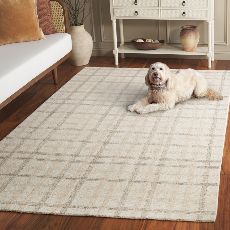 Plaid Wool Hand Tufted Area Rug, Rectangle 244 x 305 cm