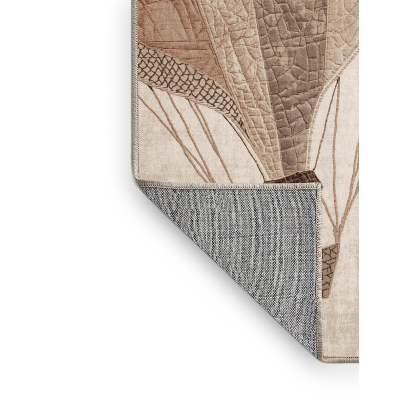 Tapis bohémien à motif de montgolfière beige lavable à la machine - reliure beige, 8 x 12