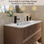 Meuble-lavabo double sur pied de style ferme moderne de 122 cm (48 po) avec comptoir Duo Experience, grand angle en R, tiroirs encastrés à fermeture amortie et poignées en laiton brossé.-716741739