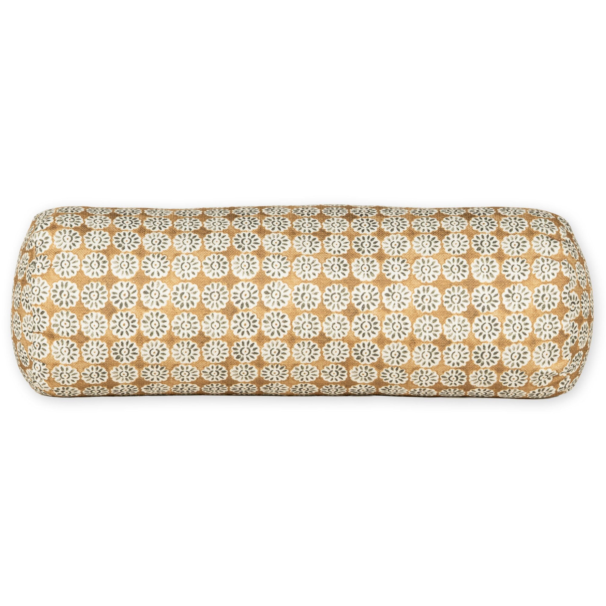 Hansah Pillow, Bolster 8"H x 21"W, Saffron Geometric, Polyester