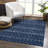 Dounia Transitional Performance Navy Blue/White Area Rug-974931981