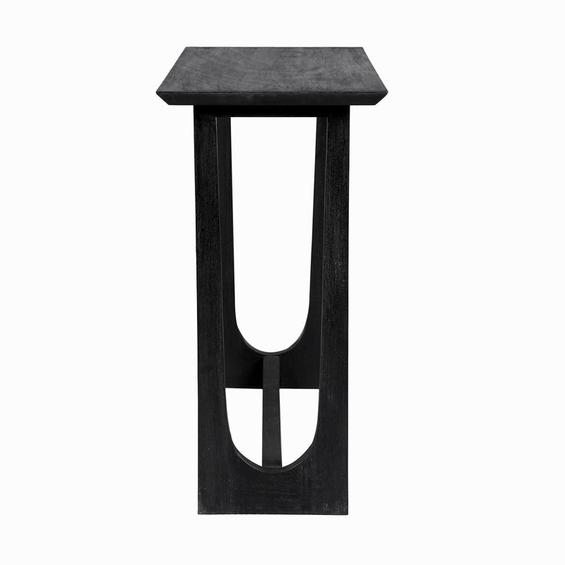 Black Mango Wood Round Side Table with Reverse Arch Base