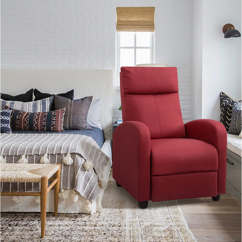 Neecy Upholstered Recliner, Red Linen Blend