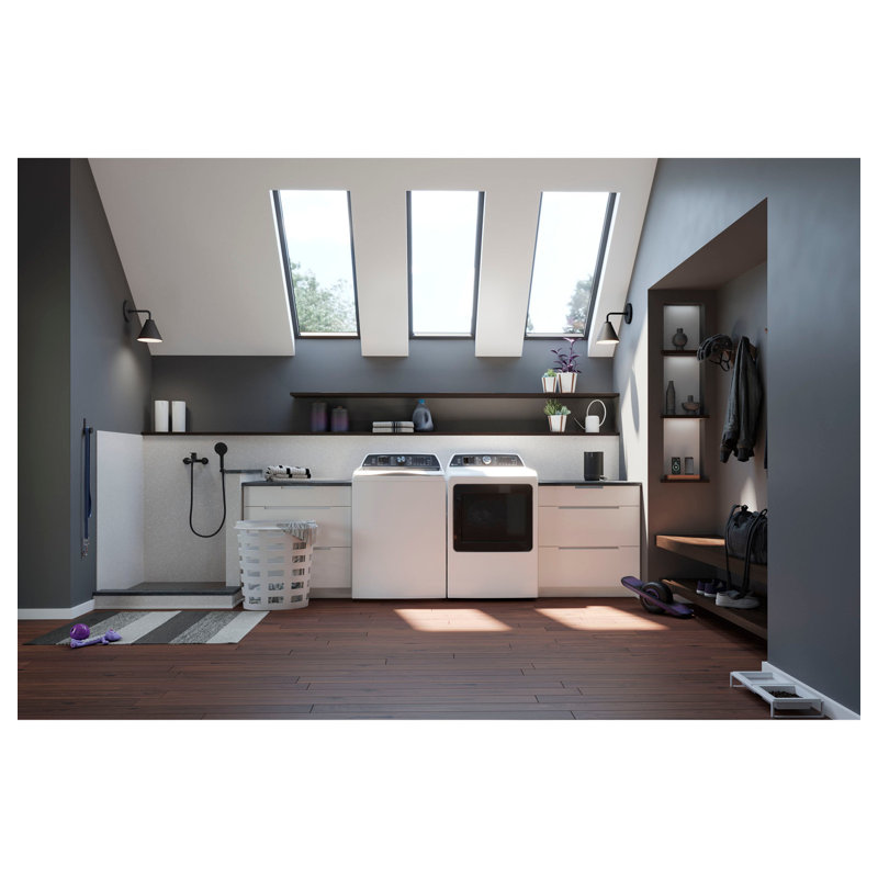 GE Profile 5.4 cu. ft. ENERGY STAR Top Load Washer with Smarter Wash Technology and FlexDispense + 7.4 cu. ft. ENERGY STAR Smart Gas Dryer with Sanitize Cycle and Sensor Dry