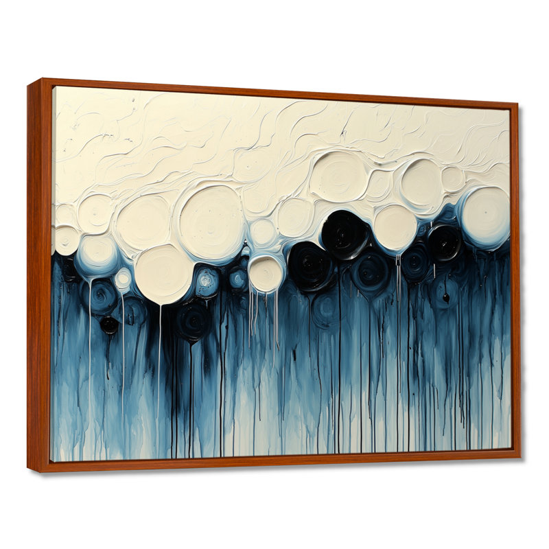 Whisnant Drip Peinture Aqua, H 30 po x l 40 po, Brun, Impression encadrée flottante