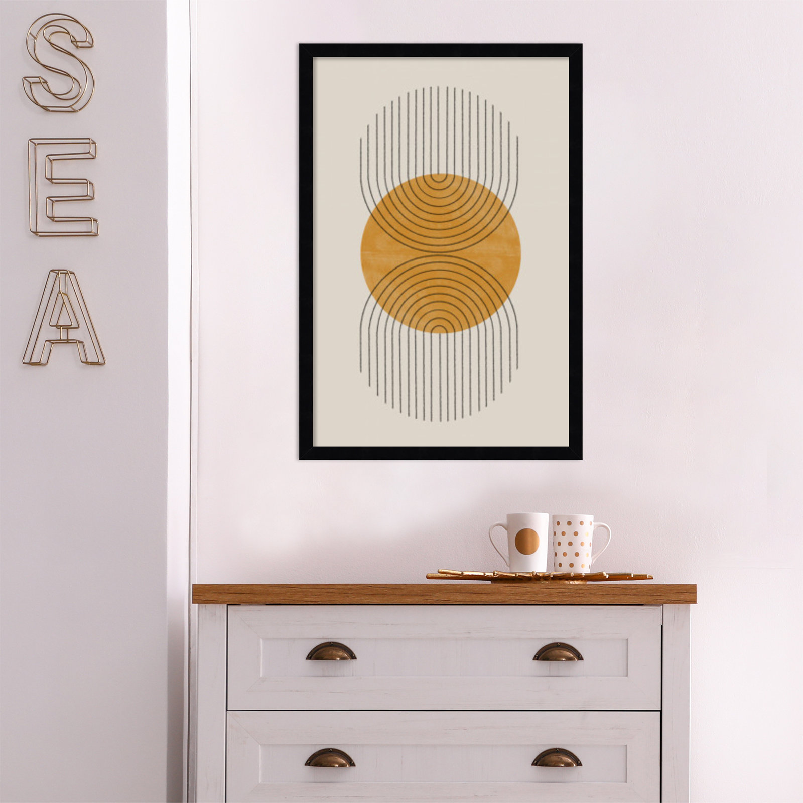 Perfect Point Yellow by The MIUUS STUDIO, Black Framed, 25" H x 17" W x 1" D