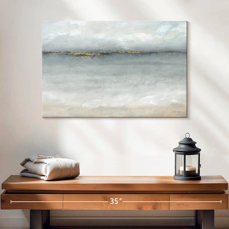 Avery mer sereine or gris paysage, H 16 po x l 24 po