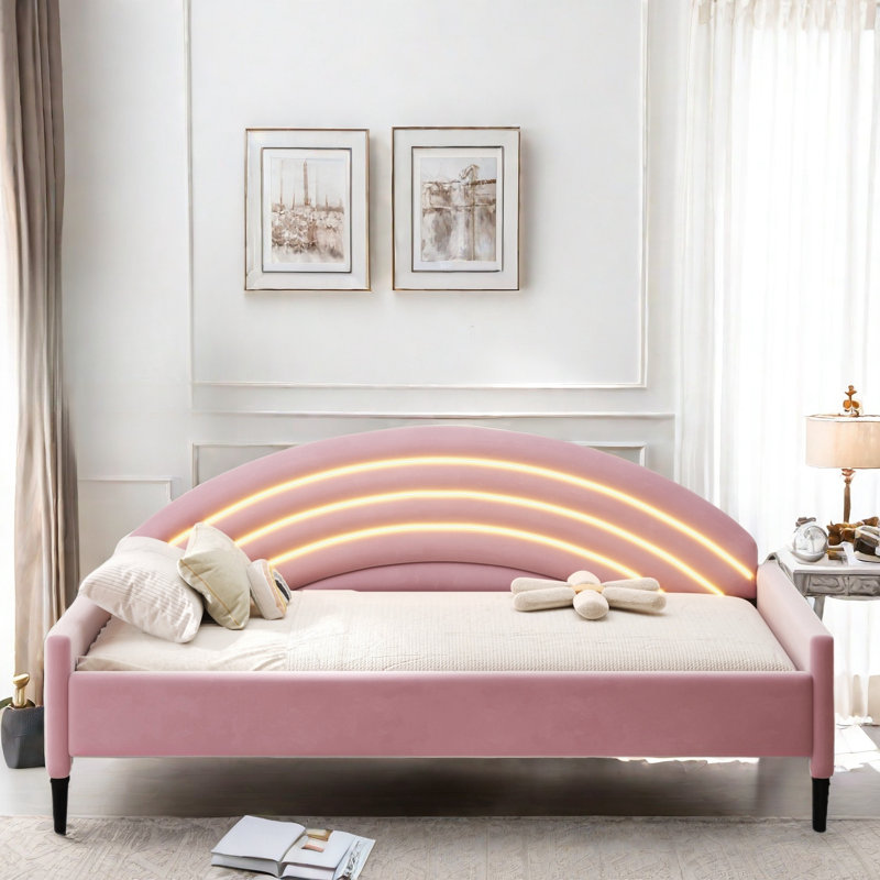 Lit de jour rembourré avec DEL Coury, Beige, Twin