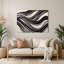 Art mural horizontal à rayures horizontales blanc et gris-2106835744