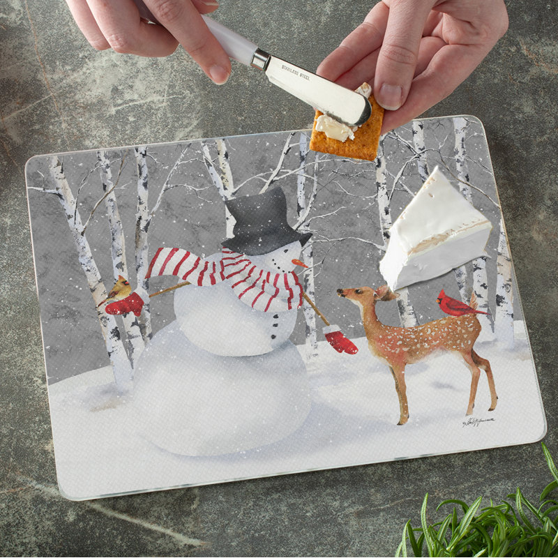 Planche à découper en verre petite neige counterart
