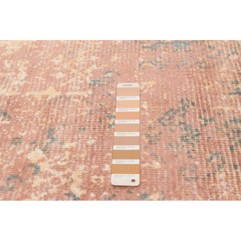 Tapis saumon / gris tissé à la main