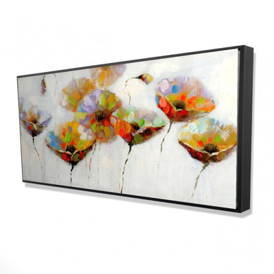 Color dotted flowers - 24"x48" Framed canvas