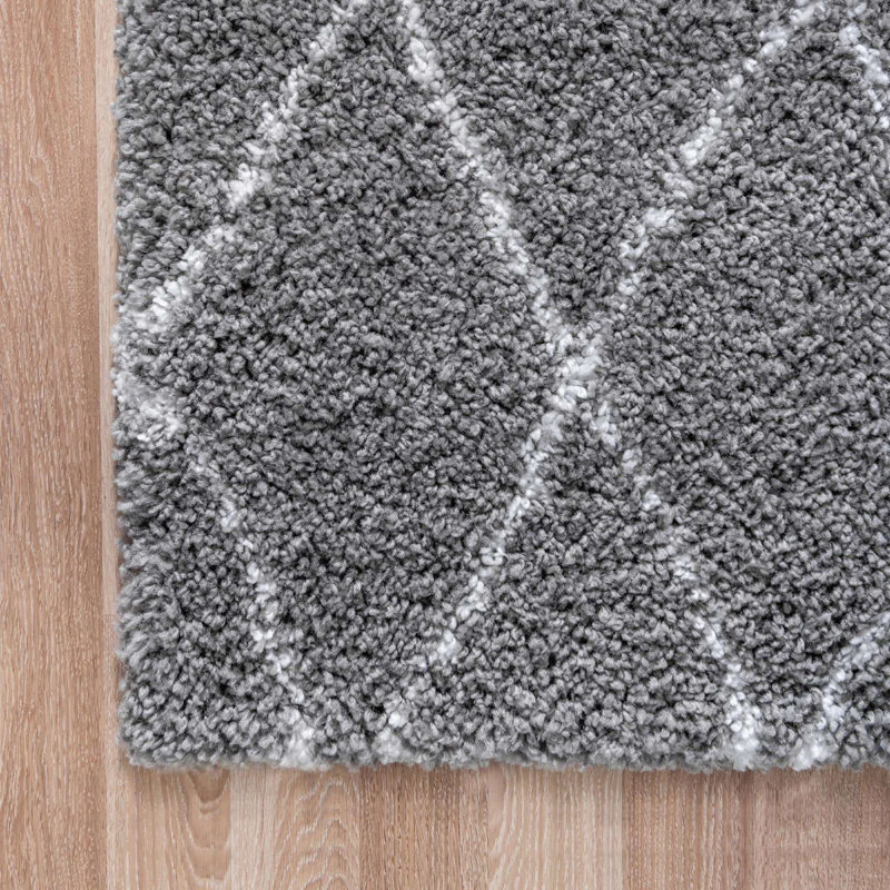Tapis à poils longs couleur cendré Walshville, Tapis de couloir 2 pi 7 po x 10 pi