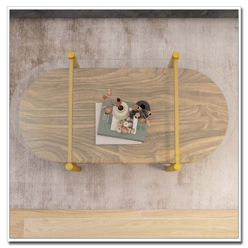 Table basse ovale en verre, Bois