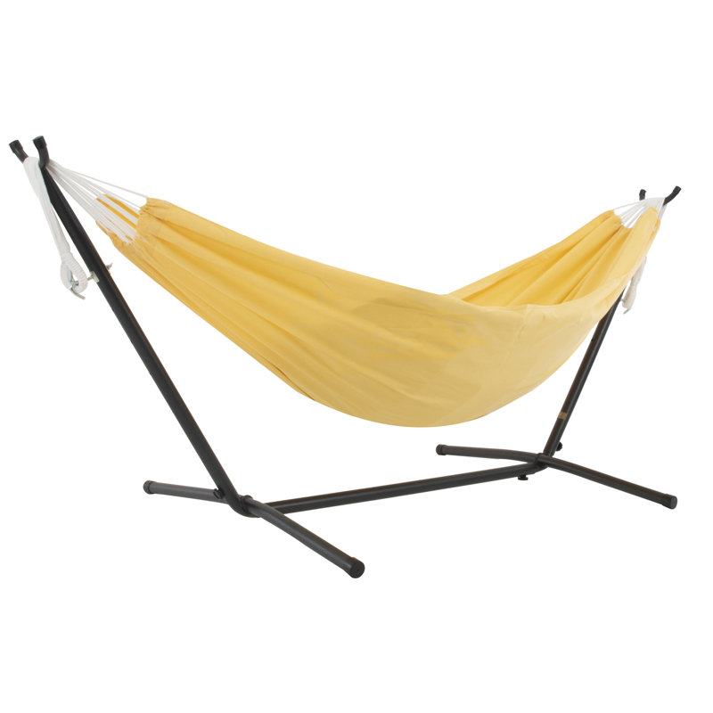 Hamac double classique en polyester avec support et sac de transport Vivere Northey (capacité de 450 lb), Jaune