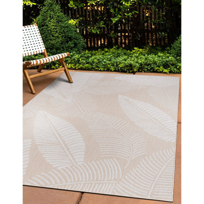 Tapis intérieur / extérieur à motif floral beige et gris Minford