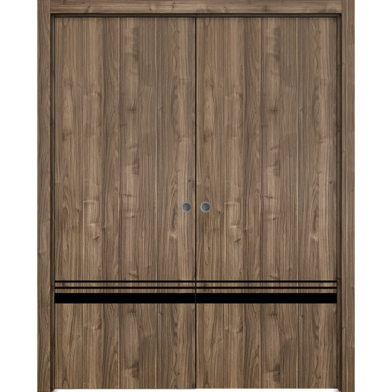 Portes françaises en bois massif massif, 72 po x 96 po, Noyer