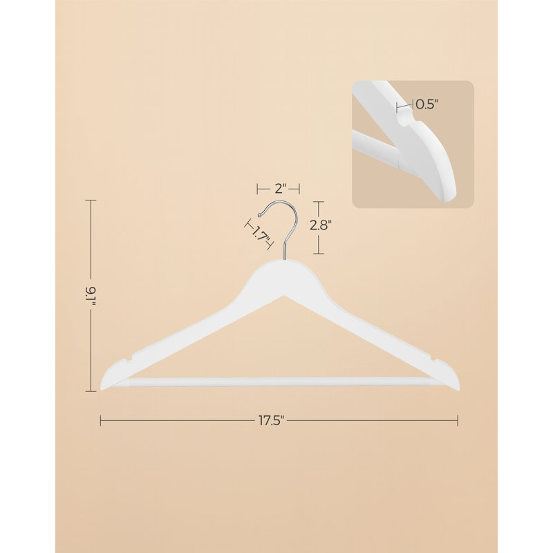 Wood Standard Hanger for Suit/Coat, 20, White
