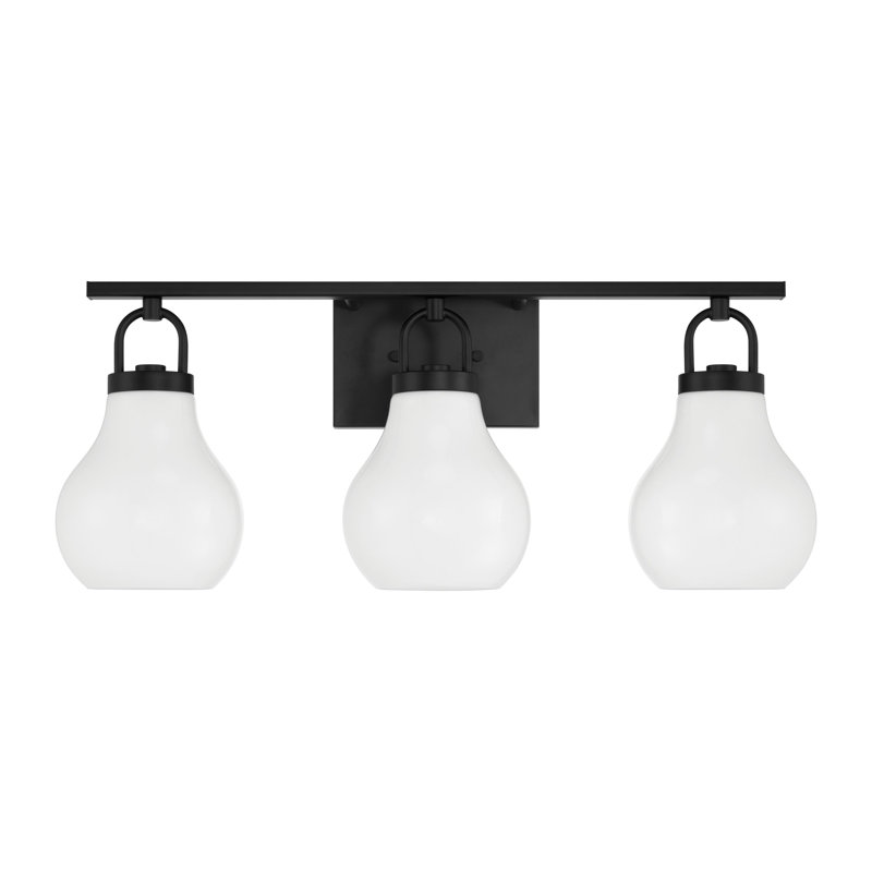 Éclairage pour meuble-lavabo noir mat 3 lumières Raylan, Noir mat, H 10,25 po x l 24 po x P 7,75 po