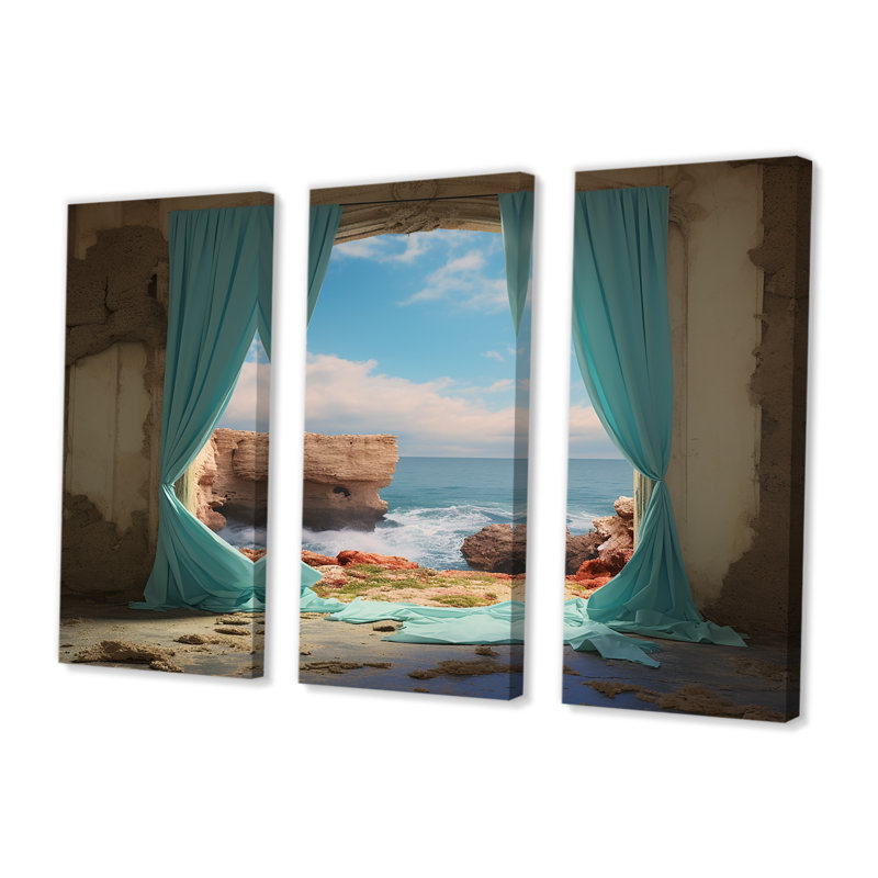Rushford - ensemble de reproductions d'art mural plage et océan, Toile tendue, H 40 po x l 60 po x P 1 po