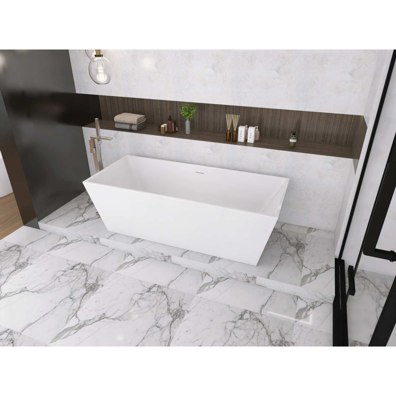 Ethen 67" x 29.5" Freestanding Soaking Acrylic Bathtub